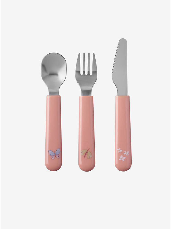 Mepal Розов детски комплект вилица, лъжица и нож Mepal Mio (3 бр.)