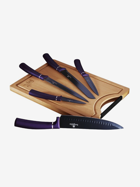 Berlingerhaus Комплект от пет ножа с незалепваща повърхност + дъска за рязане BERLINGERHAUS Purple Metallic Line