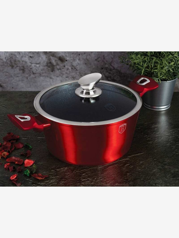 Berlingerhaus Тенджера с мраморно покритие и капак 24 см Burgundy Metallic Line BERLINGERHAUS