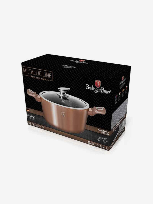 Berlingerhaus Тенджера с мраморно покритие и капак 24 см Rosegold Metallic Line BERLINGERHAUS