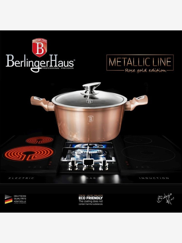 Berlingerhaus Касерола с мраморна повърхност и капак 28 см Rosegold Metallic Line BERLINGERHAUS