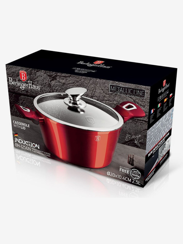 Berlingerhaus Касерола с мраморна повърхност и капак BERLINGERHAUS Burgundy Metallic Line (20 см)