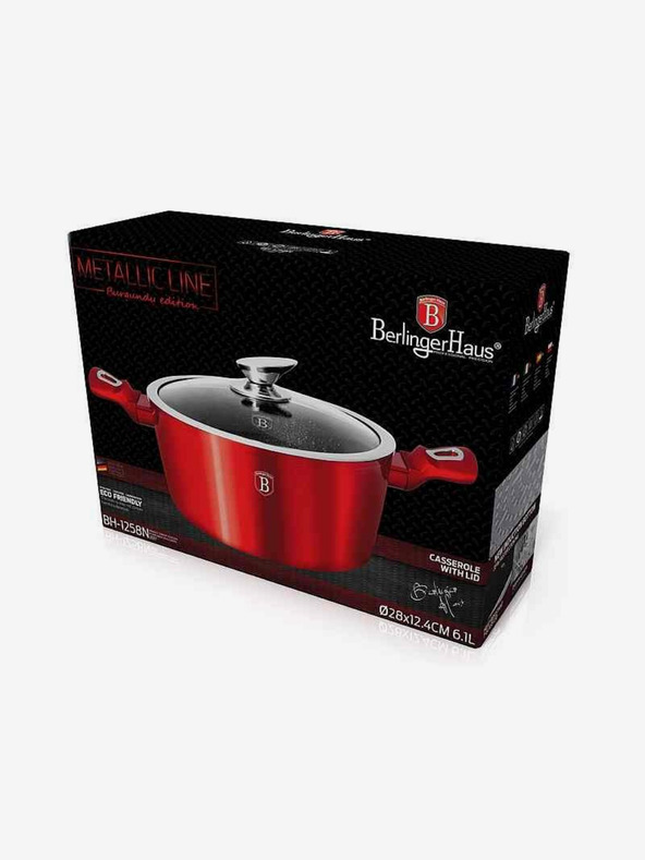 Berlingerhaus Тенджера с мраморно покритие и капак 28 см Burgundy Metallic Line BERLINGERHAUS