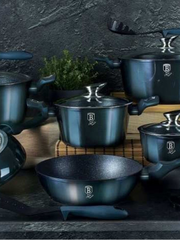 Berlingerhaus Комплект от 13 съда Aquamarine Metallic Line BERLINGERHAUS с мраморна повърхност