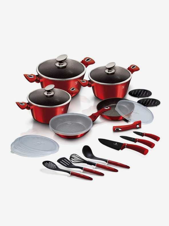 Berlingerhaus Комплект съдове за готвене с мраморна повърхност 22 бр. линия Burgundy Metallic BERLINGERHAUS