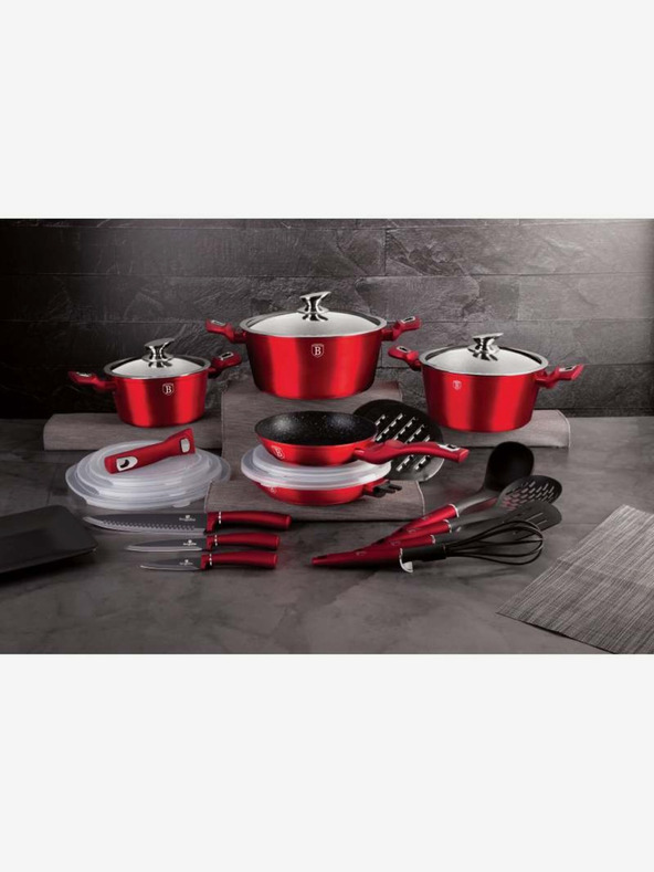 Berlingerhaus Комплект съдове за готвене с мраморна повърхност 22 бр. линия Burgundy Metallic BERLINGERHAUS