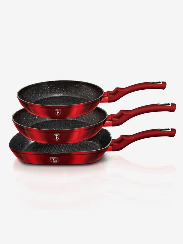 Berlingerhaus Тиган с мраморна повърхност комплект от 3 бр Burgundy Metallic Line BERLINGERHAUS