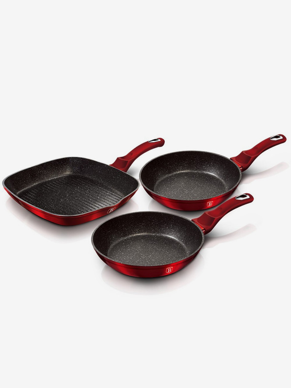 Berlingerhaus Тиган с мраморна повърхност комплект от 3 бр Burgundy Metallic Line BERLINGERHAUS