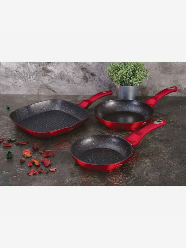 Berlingerhaus Тиган с мраморна повърхност комплект от 3 бр Burgundy Metallic Line BERLINGERHAUS