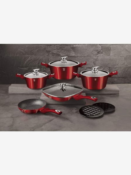 Berlingerhaus Комплект съдове с мраморна повърхност 11 бр Burgundy Metallic Line BERLINGERHAUS