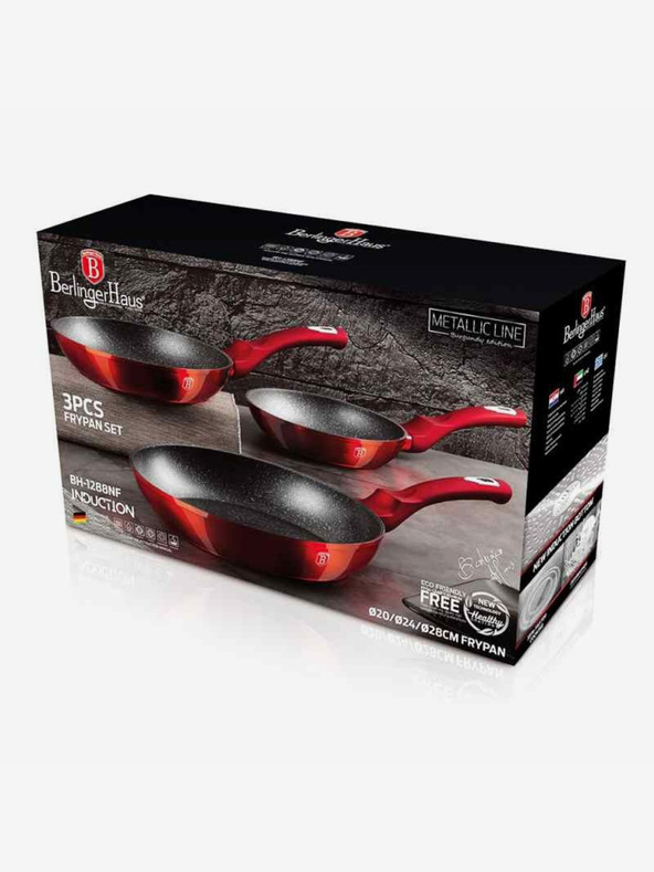 Berlingerhaus Тиган с мраморна повърхност комплект от 3 бр Burgundy Metallic Line BERLINGERHAUS
