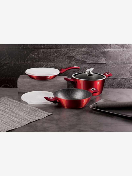Berlingerhaus Комплект съдове за готвене с мраморна повърхност 6 бр Burgundy Metallic Line BERLINGERHAUS