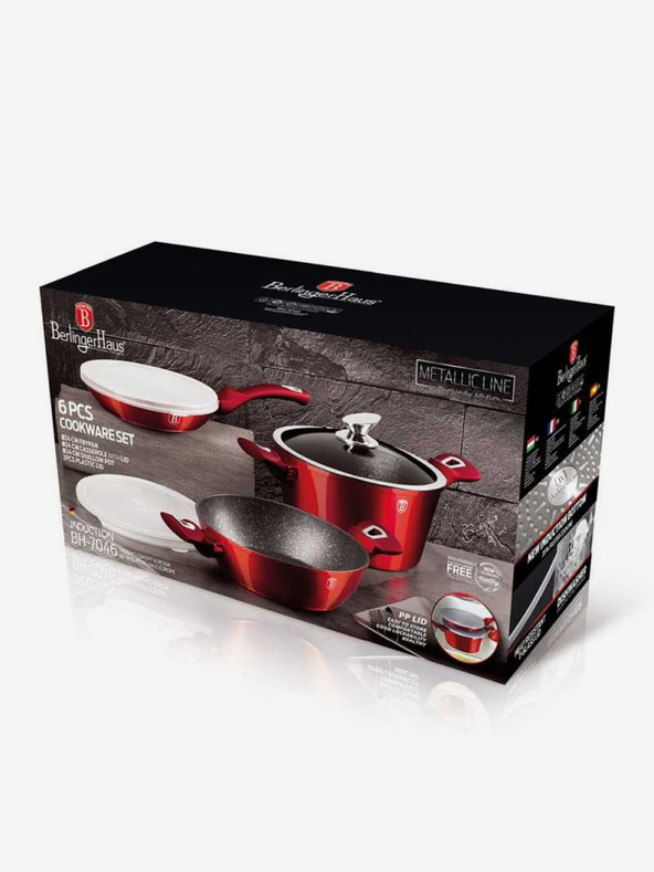 Berlingerhaus Комплект съдове за готвене с мраморна повърхност 6 бр Burgundy Metallic Line BERLINGERHAUS
