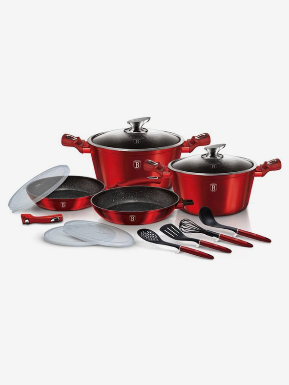 Berlingerhaus Комплект съдове за готвене с мраморна повърхност 13 бр. линия Burgundy Metallic I BERLINGERHAUS