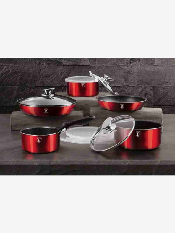 Berlingerhaus Комплект съдове с подвижна дръжка 12 бр. Burgundy Metallic Line BERLINGERHAUS