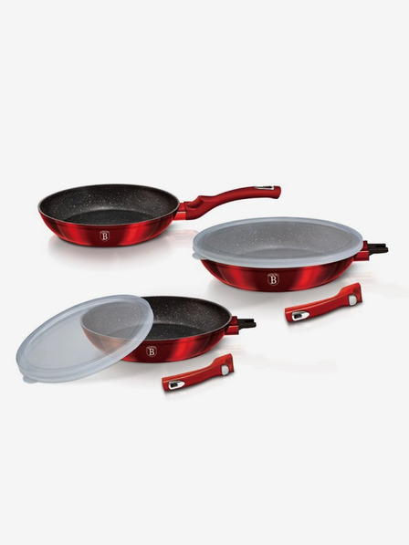 Berlingerhaus Тиган за пържене с подвижна дръжка комплект от 5 броя Burgundy Metallic Line BERLINGERHAUS