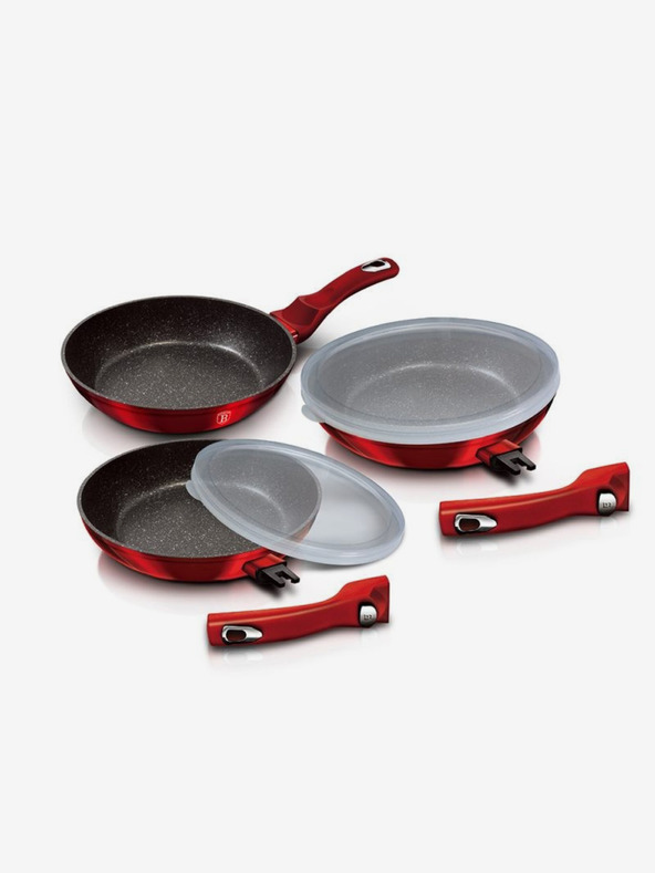 Berlingerhaus Тиган за пържене с подвижна дръжка комплект от 5 броя Burgundy Metallic Line BERLINGERHAUS