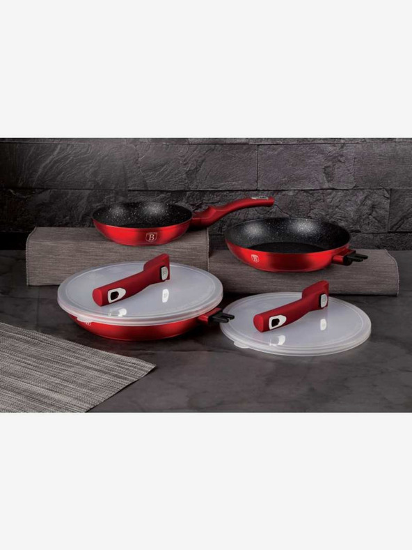 Berlingerhaus Тиган за пържене с подвижна дръжка комплект от 5 броя Burgundy Metallic Line BERLINGERHAUS