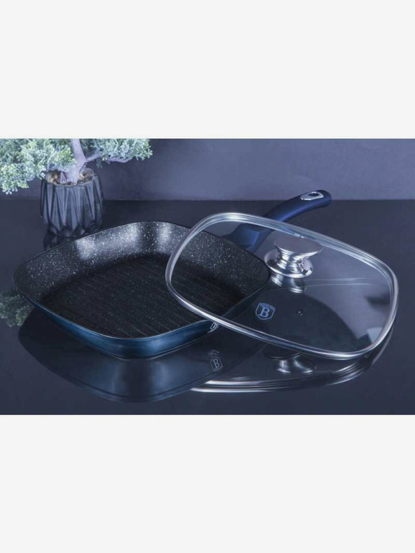 Berlingerhaus Тавичка за грил с мраморна повърхност и капак 28 см BERLINGERHAUS Metallic Line Aquamarine Edition