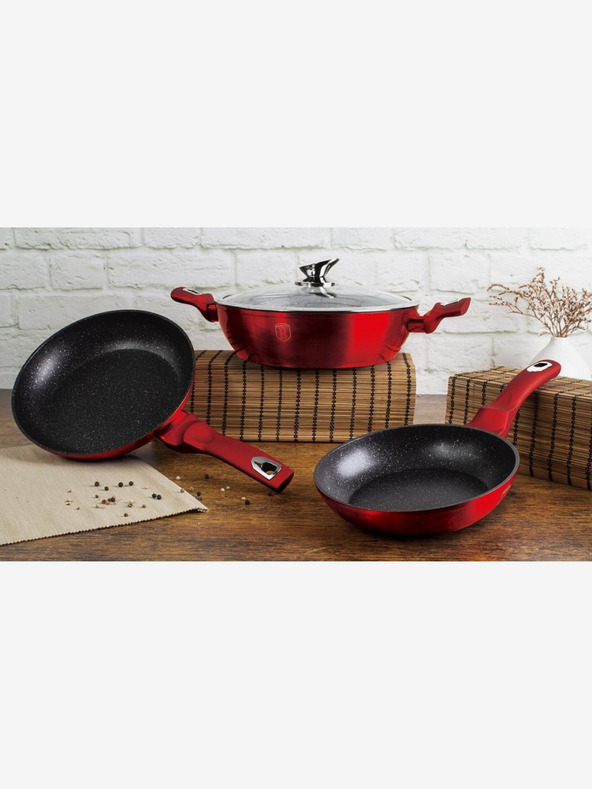 Berlingerhaus Тиган с мраморно покритие 20 см Burgundy Metallic Line BERLINGERHAUS