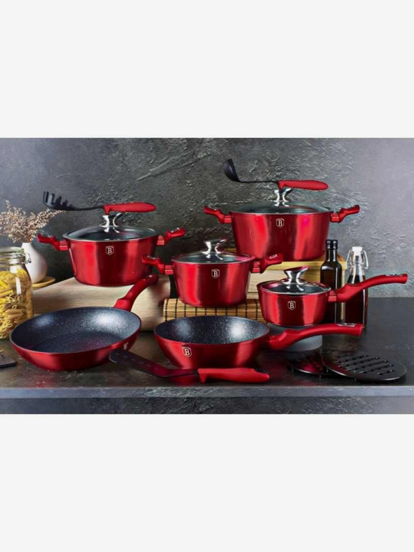 Berlingerhaus Тиган с мраморно покритие 20 см Burgundy Metallic Line BERLINGERHAUS