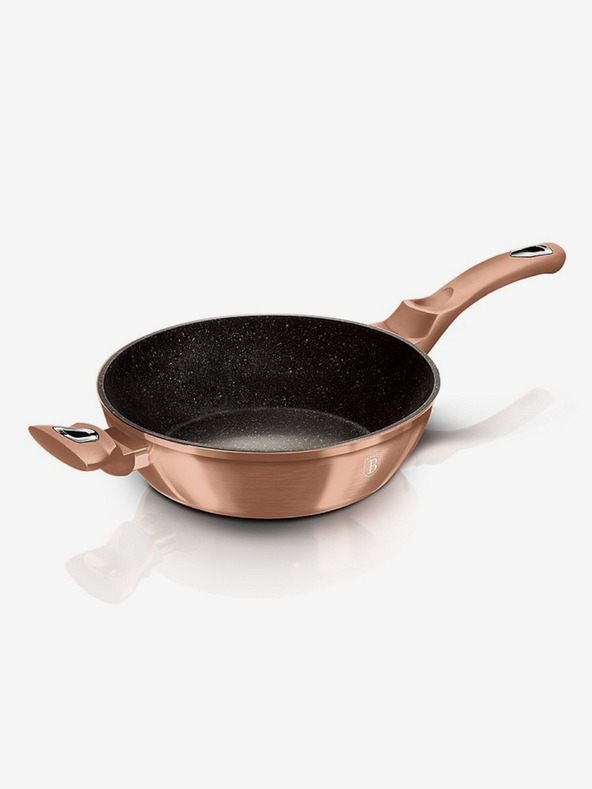 Berlingerhaus Дълбок тиган с мраморна повърхност и капак 28 см Rosegold Metallic Line BERLINGERHAUS
