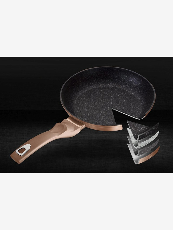Berlingerhaus Дълбок тиган с мраморна повърхност и капак 28 см Rosegold Metallic Line BERLINGERHAUS