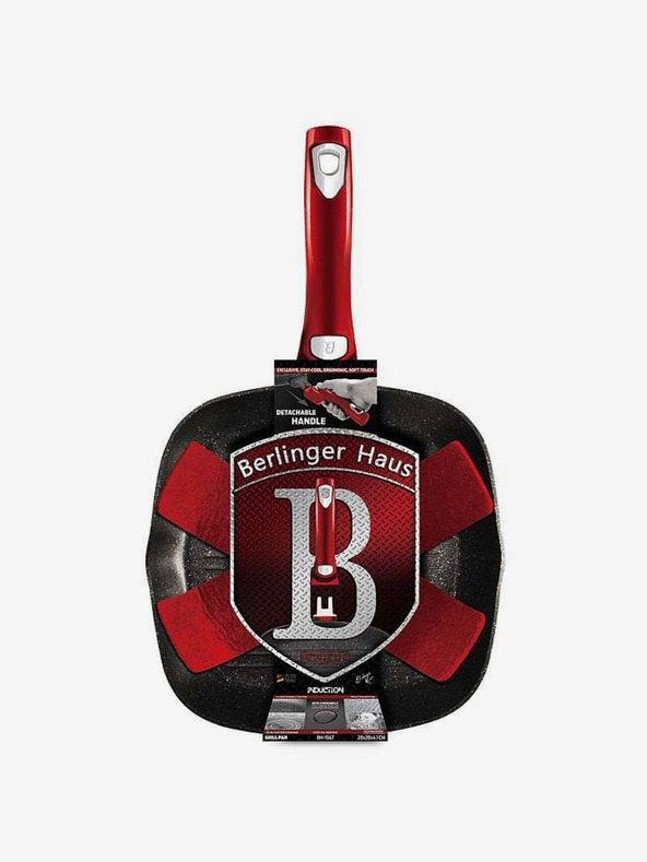 Berlingerhaus Грил тиган с мраморно покритие и подвижна дръжка 28 см Burgundy Metallic Line BERLINGERHAUS