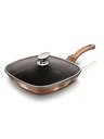 Berlingerhaus Грил тиган с мраморно покритие и капак 28 см Rosegold Metallic Line BERLINGERHAUS