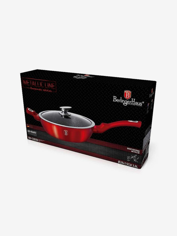 Berlingerhaus Дълбок тиган с мраморно покритие и капак 28 см Burgundy Metallic Line BERLINGERHAUS