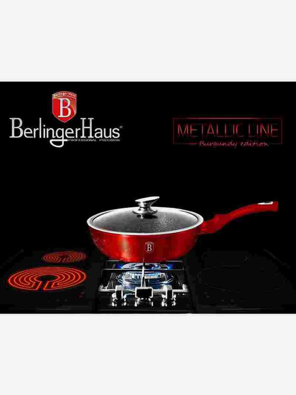 Berlingerhaus Дълбок тиган с мраморна повърхност и капак 24 см Burgundy Metallic Line BERLINGERHAUS