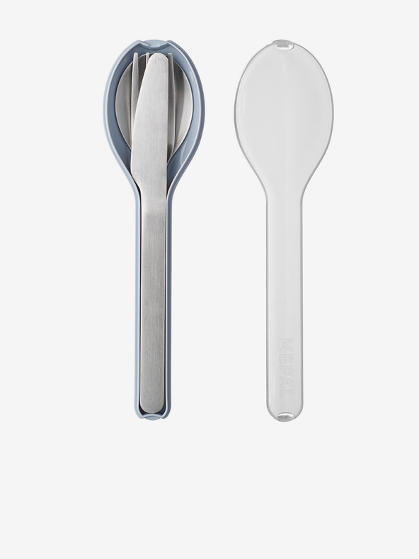 Mepal Комплект прибори за хранене от неръждаема стомана за пътуване в сребристо и светлосиньо Ellipse