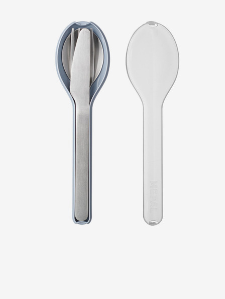 Mepal Комплект прибори за хранене от неръждаема стомана за пътуване в сребристо и светлосиньо Ellipse