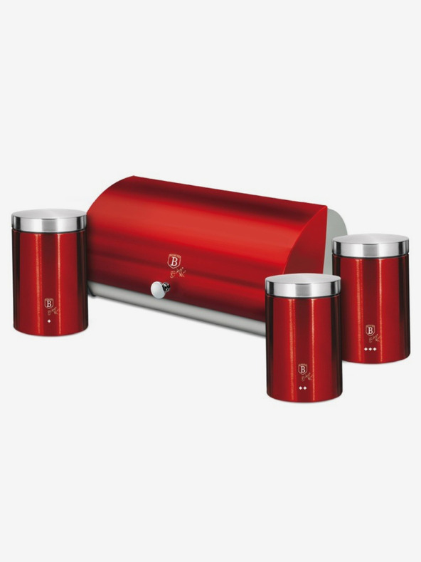 Berlingerhaus Кутия за хляб и комплект от три купички за храна BERLINGERHAUS Burgundy Metallic Line