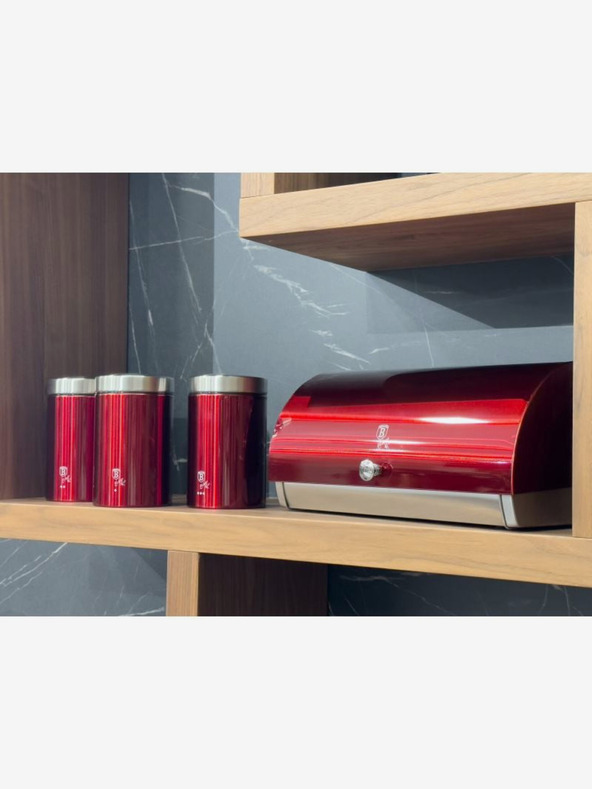 Berlingerhaus Кутия за хляб и комплект от три купички за храна BERLINGERHAUS Burgundy Metallic Line