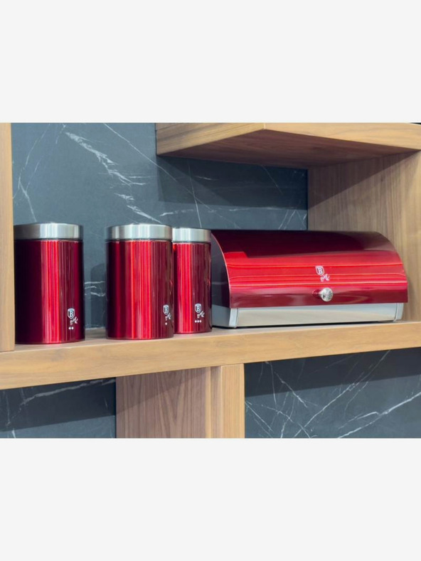 Berlingerhaus Кутия за хляб и комплект от три купички за храна BERLINGERHAUS Burgundy Metallic Line