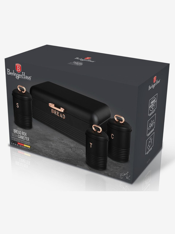 Berlingerhaus Комплект хлебарка и кутия за храна 4 броя Black Rose Collection BERLINGERHAUS