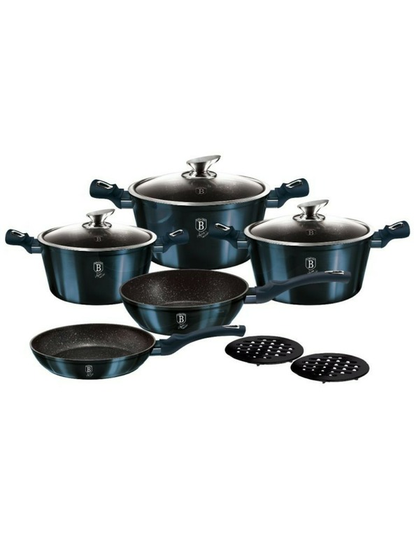 Berlingerhaus Комплект съдове с мраморно покритие 10 бр. Aquamarine Metallic Line BERLINGERHAUS