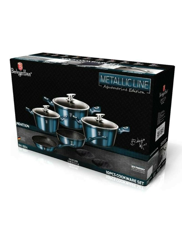 Berlingerhaus Комплект съдове с мраморно покритие 10 бр. Aquamarine Metallic Line BERLINGERHAUS