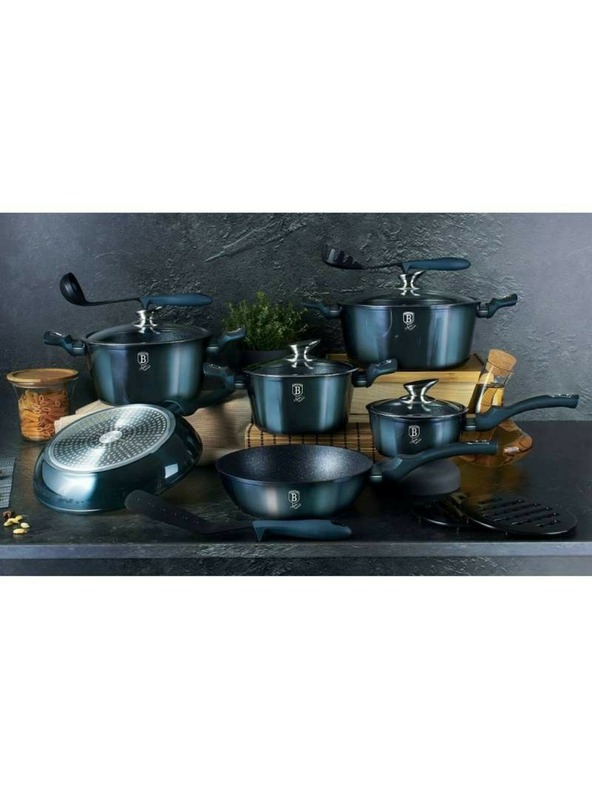 Berlingerhaus Комплект съдове с мраморно покритие 10 бр. Aquamarine Metallic Line BERLINGERHAUS