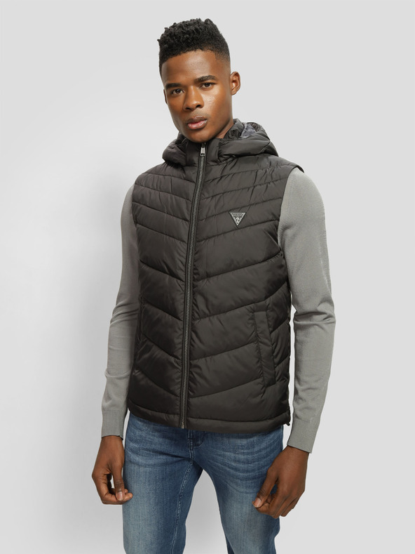 Guess Jeans Мъжки черен елек с качулка Guess jeans