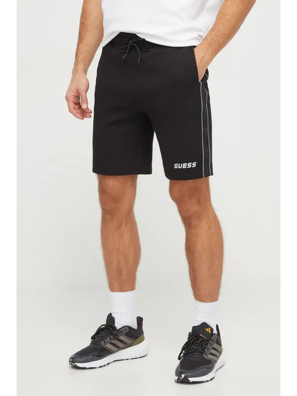 Guess Jeans Мъжки черни къси панталони със странично лого Guess jeans