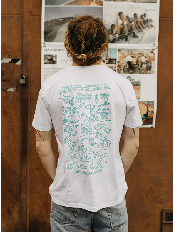 DOBRO Бяла мъжка тениска DOBRO. Skate World Better