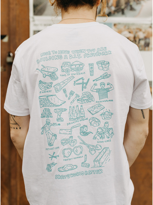 DOBRO Бяла мъжка тениска DOBRO. Skate World Better