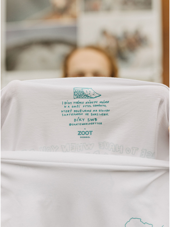 DOBRO Бяла мъжка тениска DOBRO. Skate World Better
