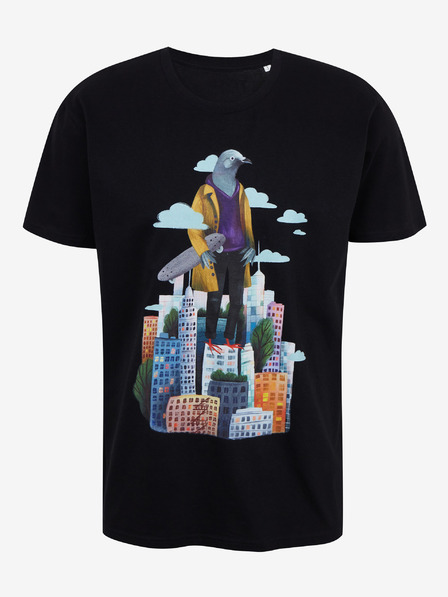 DOBRO Черна мъжка тениска с принт Zoot DOBRO. Гълъб