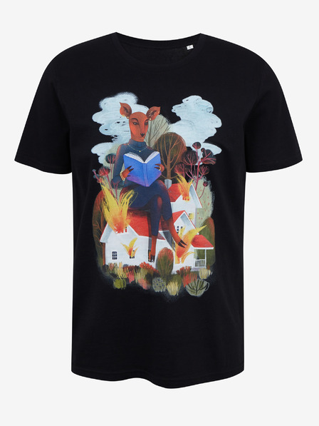 DOBRO Черна мъжка тениска с принт Zoot DOBRO. Сърна