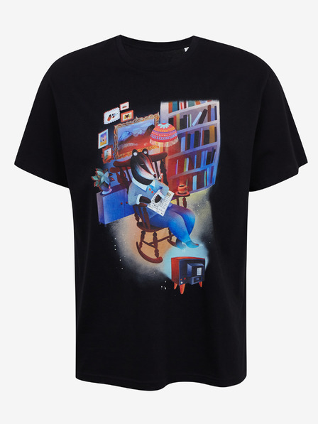 DOBRO Черна мъжка тениска с принт Zoot DOBRO Язовец