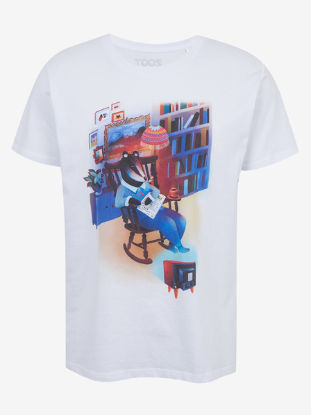 DOBRO Бяла мъжка тениска с принт Zoot DOBRO. Язовец