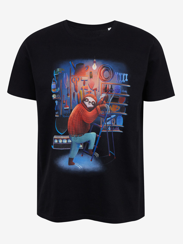 DOBRO Черна мъжка тениска с принт Zoot DOBRO. Ленивец